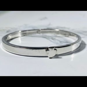 Kate Spade Hinged Silver Tone Bangle/Bracelet with Spade ♠️